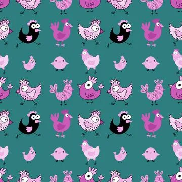 Easter chicken seamless birds pattern for wrapping paper and fabrics Stock Illustration