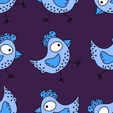 Easter chicken seamless birds pattern for wrapping paper and fabrics 库存插图