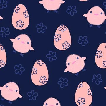 Easter chicken seamless birds pattern for wrapping paper and fabrics Stock Illustration