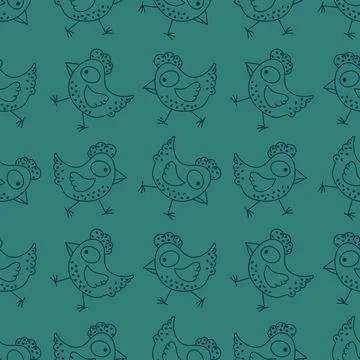 Easter chicken seamless birds pattern for wrapping paper and fabrics Stock Illustration