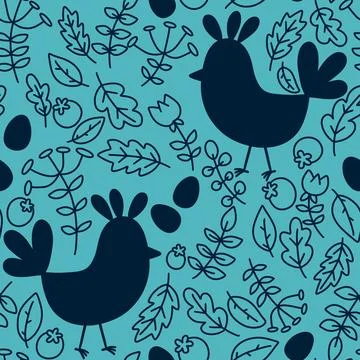 Easter chicken seamless birds pattern for wrapping paper and fabrics Stockillustratie