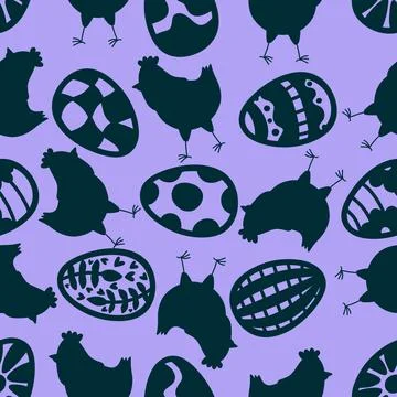 Easter chicken seamless birds pattern for wrapping paper and fabrics Stock Illustration