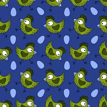 Easter chicken seamless birds pattern for wrapping paper and fabrics Stock Illustration
