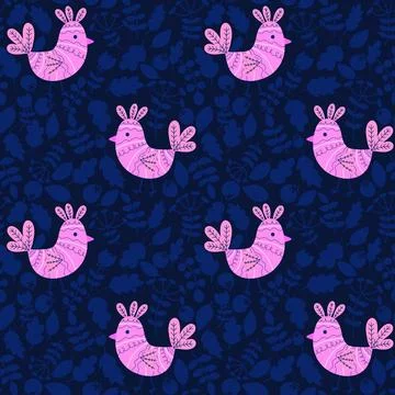Easter chicken seamless birds pattern for wrapping paper and fabrics Stock Illustration