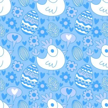Easter chicken seamless birds pattern for wrapping paper and fabrics イラスト素材