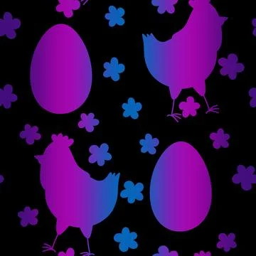 Easter chicken seamless birds pattern for wrapping paper and fabrics Stock Illustration