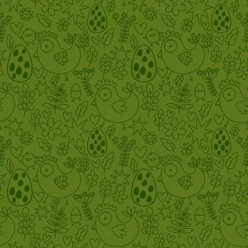 Easter chicken seamless birds pattern for wrapping paper and fabrics Stock Illustration