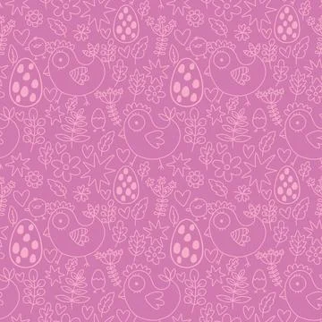 Easter chicken seamless birds pattern for wrapping paper and fabrics Stock Illustration