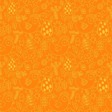 Easter chicken seamless birds pattern for wrapping paper and fabrics Stockfoto's