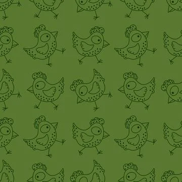 Easter chicken seamless birds pattern for wrapping paper and fabrics Stock Photos