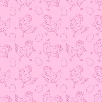 Easter chicken seamless birds pattern for wrapping paper and fabrics Stockfoto's