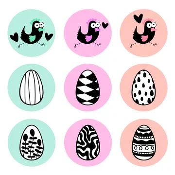 Easter chicken set birds pattern for wrapping paper and fabrics イラスト素材