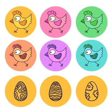 Easter chicken set birds pattern for wrapping paper and fabrics イラスト素材