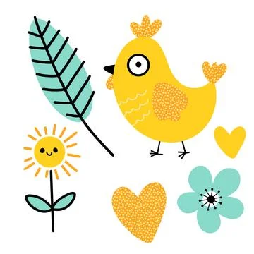 Easter chicken set birds pattern for wrapping paper and fabrics イラスト素材