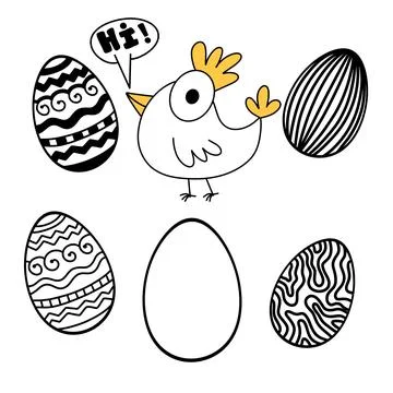 Easter chicken set birds pattern for wrapping paper and fabrics Stockillustratie