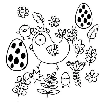 Easter chicken set birds pattern for wrapping paper and fabrics Stock Illustration