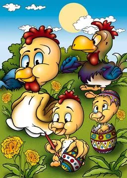 Easter Chickens Easter Chickens - Background Illustration, Bitmap Copyrigh... Stock Photos