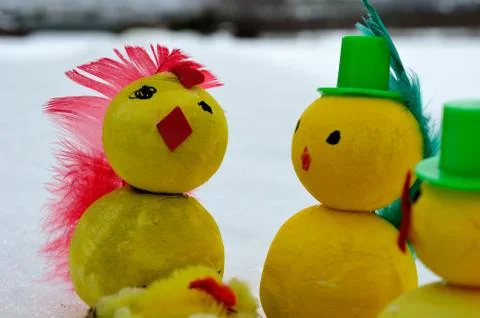 Easter chickens outside Stock Photos