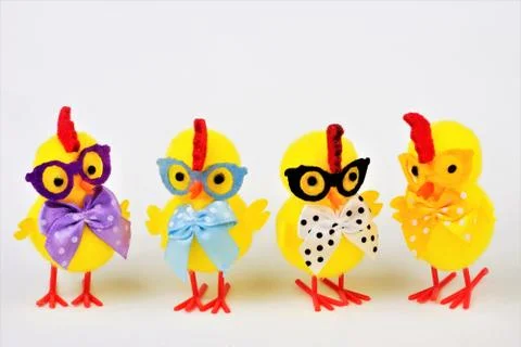 Easter chickens on a white background. Stock Photos