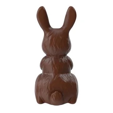 Easter chocolate bunny, back view on white background 스톡 일러스트