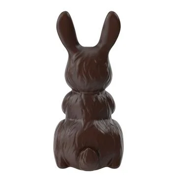 Easter chocolate bunny, back view on white background Illustrazione stock