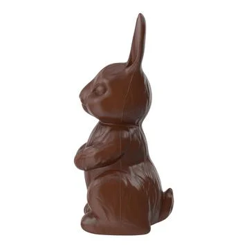 Easter chocolate bunny, side view on white background Stock Illustration