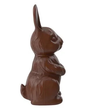 Easter chocolate bunny, side view on white background 스톡 일러스트
