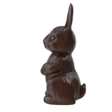Easter chocolate bunny, side view on white background Illustrazione stock