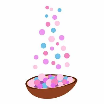 Easter chocolate egg with dragee inside. filling for a hot chocolate bomb. Stock Illustration