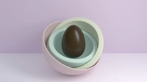 Easter chocolate egg hidden in a pastel round container. Stock Footage 148624147