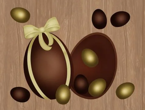 Easter chocolate eggs decorated Stock Illustration