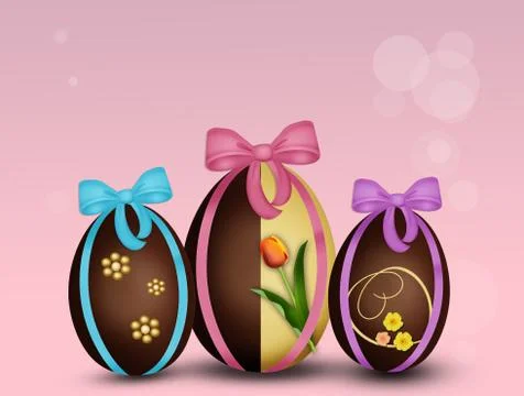 Easter chocolate eggs decorated Stock Illustration