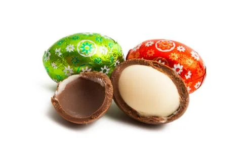 Easter chocolate eggs isolated Stock Photos
