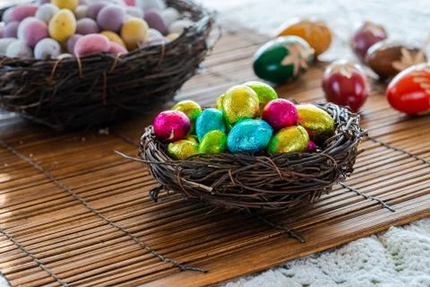 Easter chocolate eggs Stock Photos