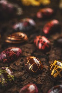 Easter chocolate eggs Stock Photos