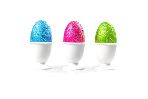 Easter chocolate eggs on a row Stock Photos