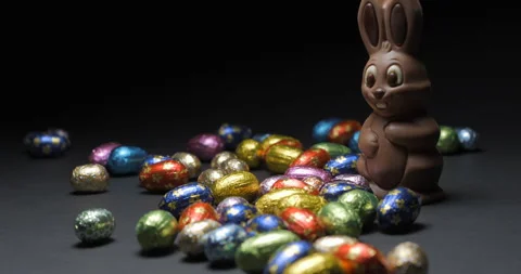 Easter chocolate eggs studio slowmotion 4K Stock Footage 150069410