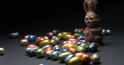 Easter chocolate eggs studio slowmotion 4K Stock Footage 150069520