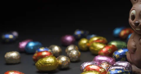 Easter chocolate eggs studio slowmotion 4K Stock Footage 150069624