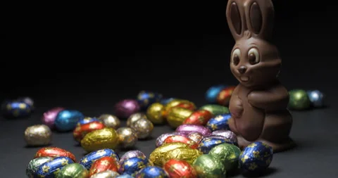 Easter chocolate eggs studio slowmotion 4K Stock Footage 150069633