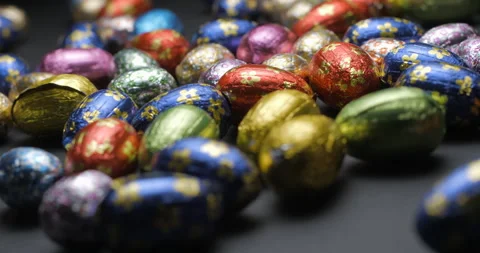 Easter chocolate eggs studio slowmotion 4K Stock Footage 150069702