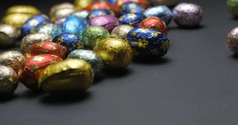 Easter chocolate eggs studio slowmotion 4K Stock Footage 150069727