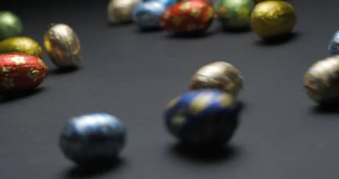 Easter chocolate eggs studio slowmotion 4K Stock Footage 150069788