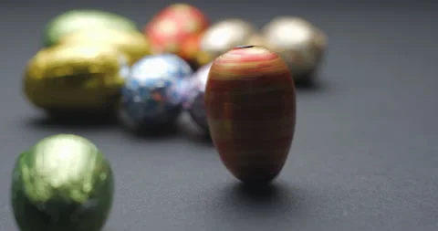 Easter chocolate eggs studio slowmotion 4K Stock Footage 150069961