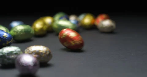 Easter chocolate eggs studio slowmotion 4K Stock Footage 150070018