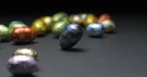 Easter chocolate eggs studio slowmotion 4K Stock Footage 150070023