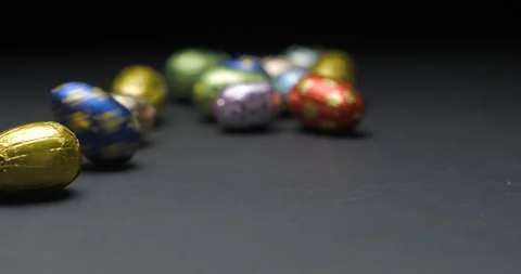 Easter chocolate eggs studio slowmotion 4K Stock Footage 150070061