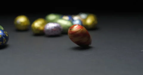 Easter chocolate eggs studio slowmotion 4K Stock Footage 150070079