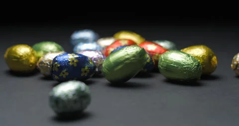 Easter chocolate eggs studio slowmotion 4K Stock Footage 150070137