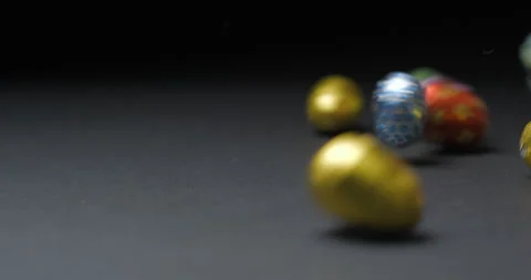 Easter chocolate eggs studio slowmotion 4K Stock Footage 150070183